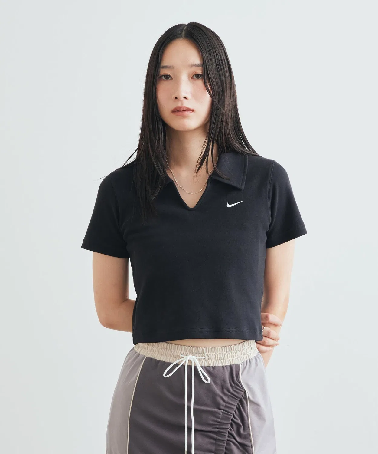 Женский поло укороченный с принтом Nike Sportswear IO2730-010, Black