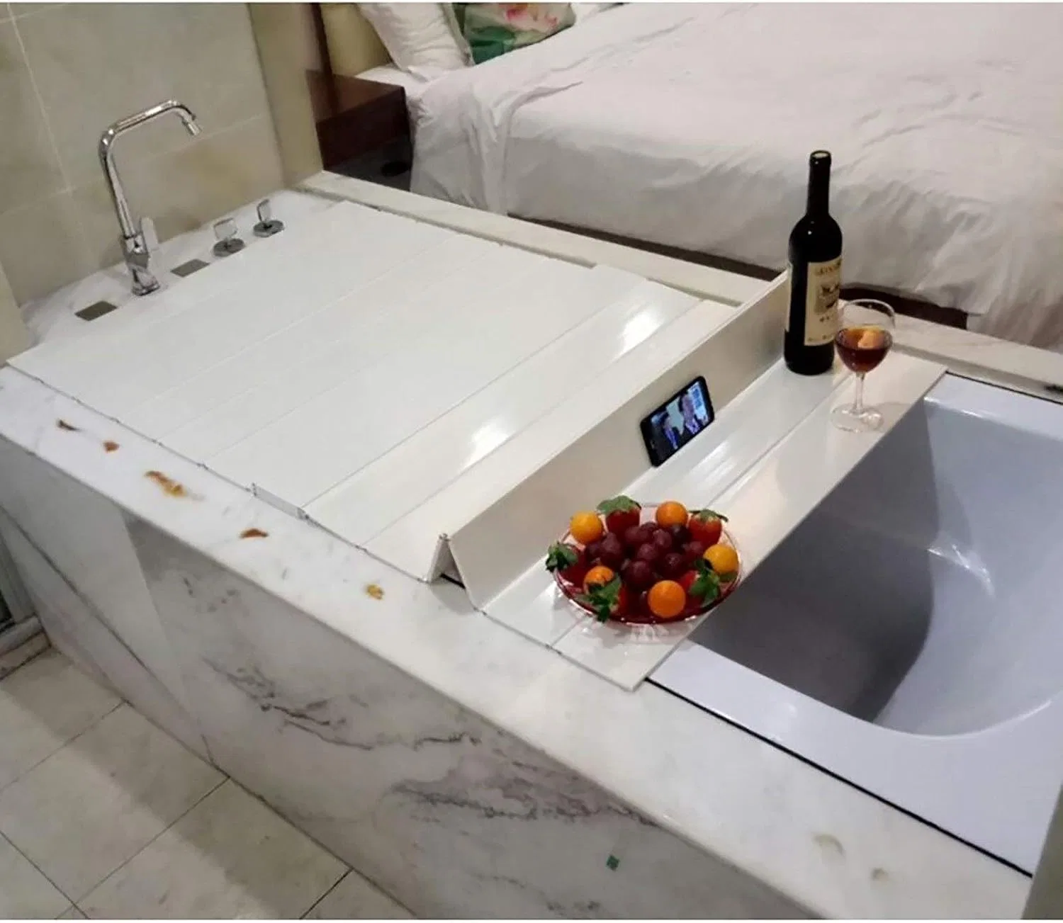 Ванное полотенце с антипылевой складной крышкой, из экологичного ПВХ, 109×75×0,6 см, Weiß Generisch — фото 2