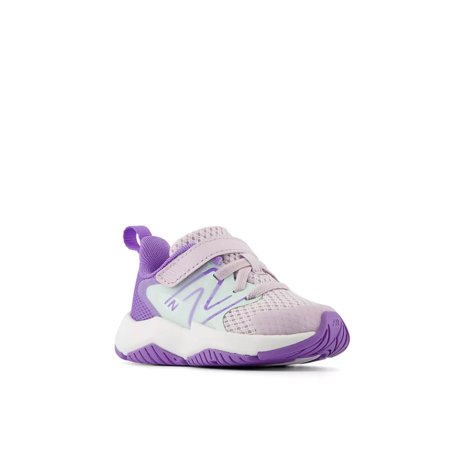 Детские кроссовки на шнурках с верхней застежкой Rave Run v2 Bungee Lace with Top Strap New Balance, Taro With Cosmic Jade And Violet Crush — фото 2
