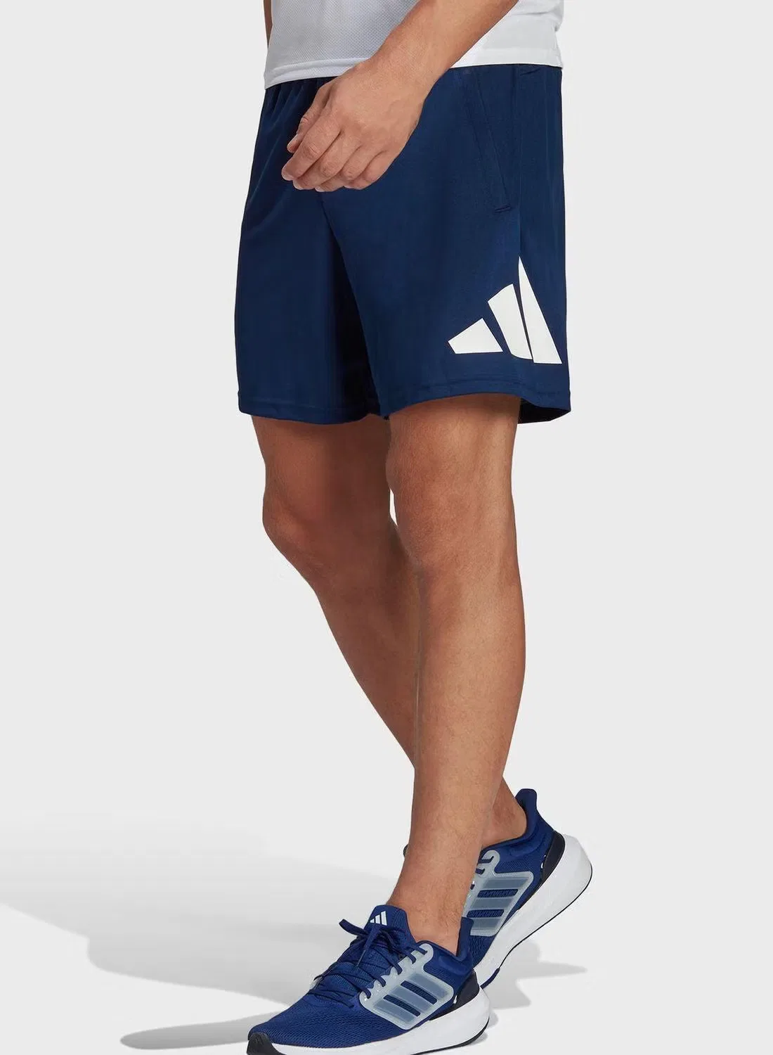 Шорты тренировочные с логотипом Adidas, темно-синий