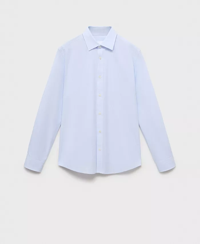 

Мужская хлопковая рубашка в полоску Slim-Fit MANGO, синий