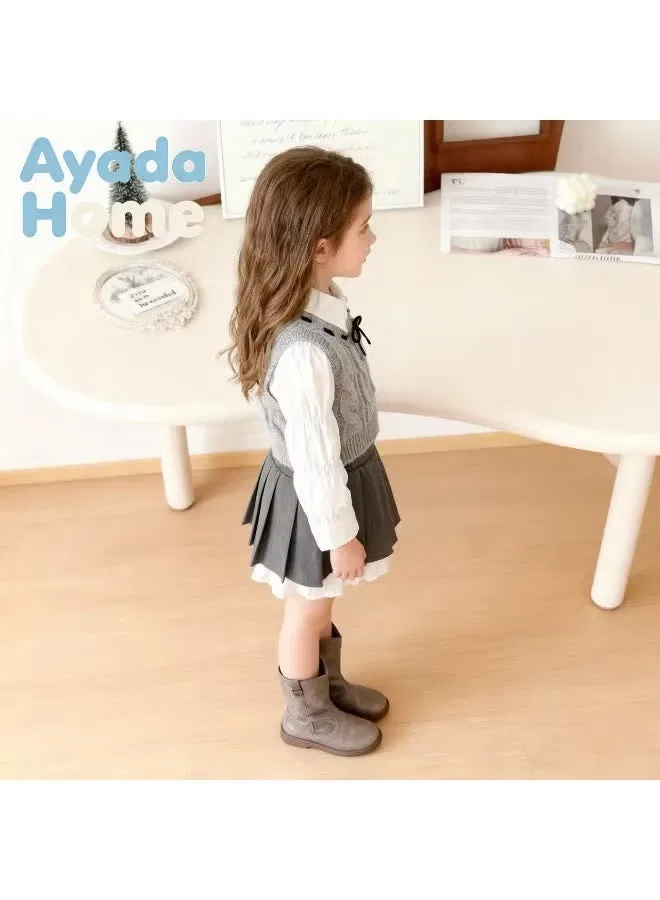 Комплект вязаный жилет рубашка и юбка в складку Ayada Home — фото 4