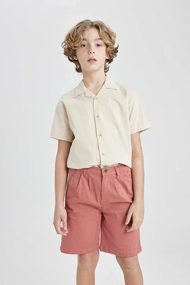 Детские шорты для мальчиков габардиновые Defacto, Burgundy — фото 3