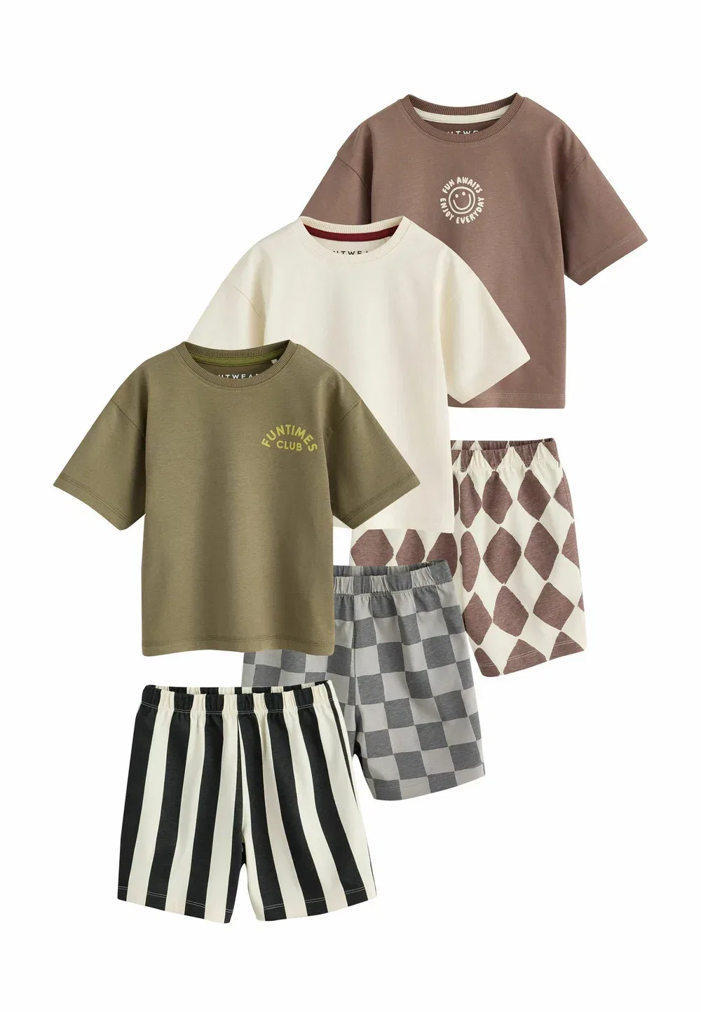 Пижамный комплект из трех шорт и шорт стандартного кроя Next, Khaki Grey Maroon