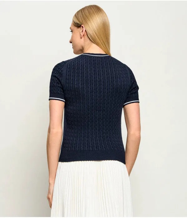 Пуловер Lacoste Blu Marino Slim Fit с круглым вырезом — фото 3