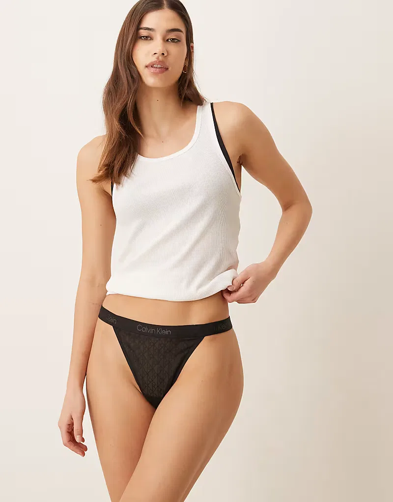 Трусики-стринги Calvin Klein из микрофибры, черный — фото 2