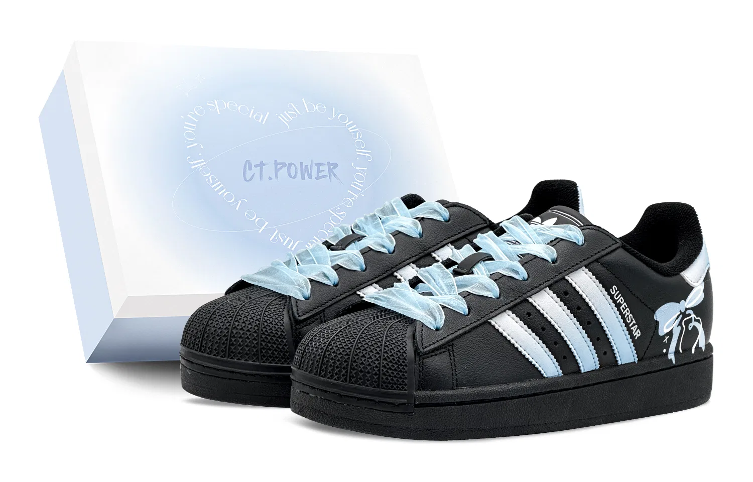 Детские кроссовки-скейтбординг с принтом Adidas Originals Superstar 2, Sky Blue Box
