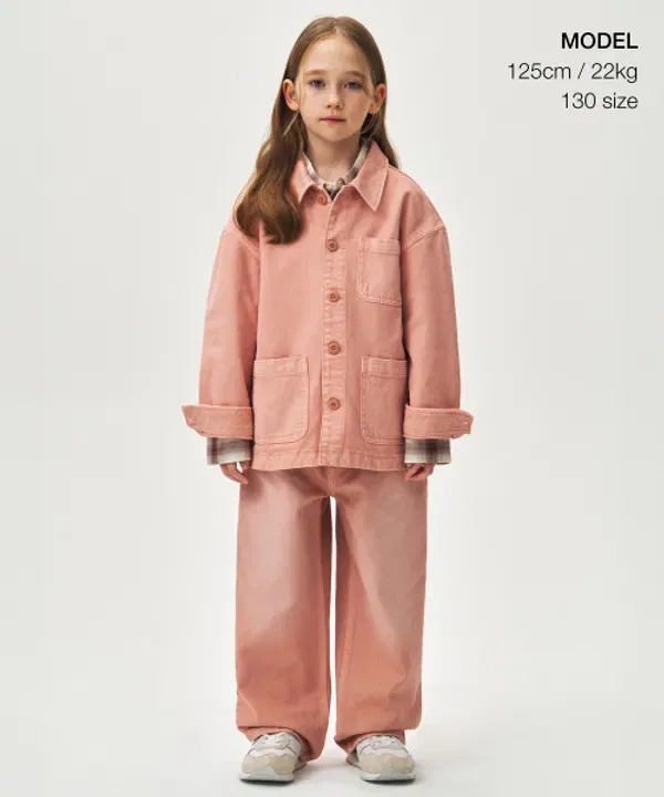 Джинсовая куртка пигментная, Musinsa Standard Kids, коралловый — фото 2