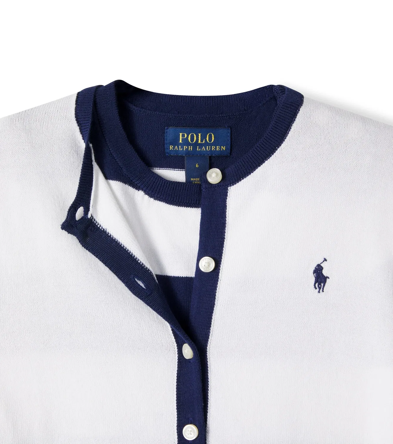 Комплект из хлопкового вязаного топа и кардигана Polo Ralph Lauren Kids, белый — фото 4