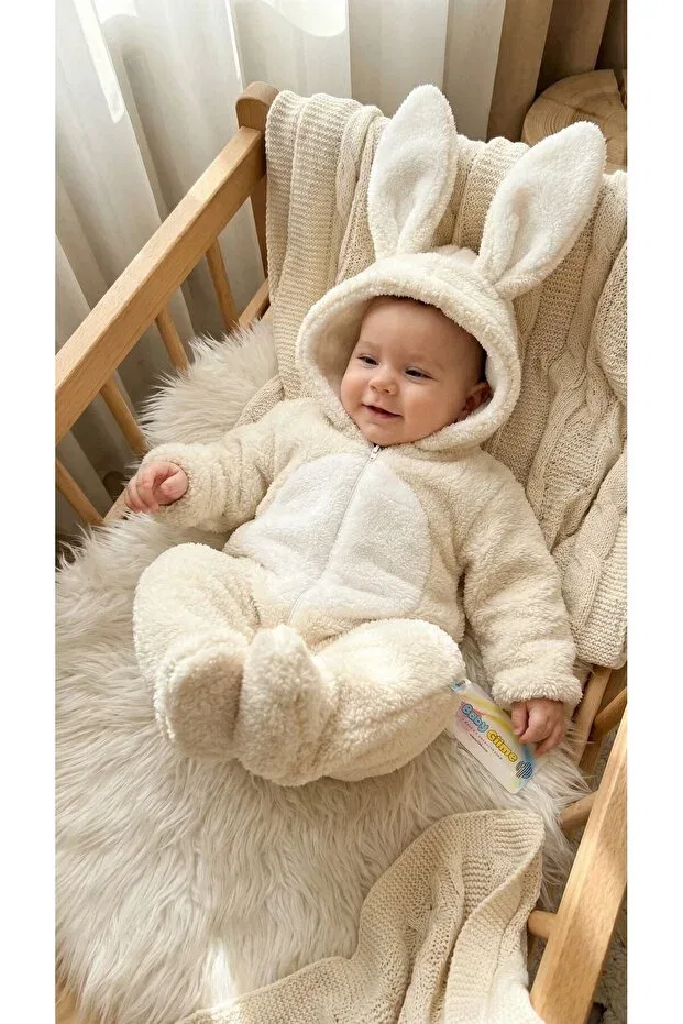 Детский комбинезон из плюша с длинным рукавом Named Plush Winter Baby Romper Bebek_Iklimi, Nude Color