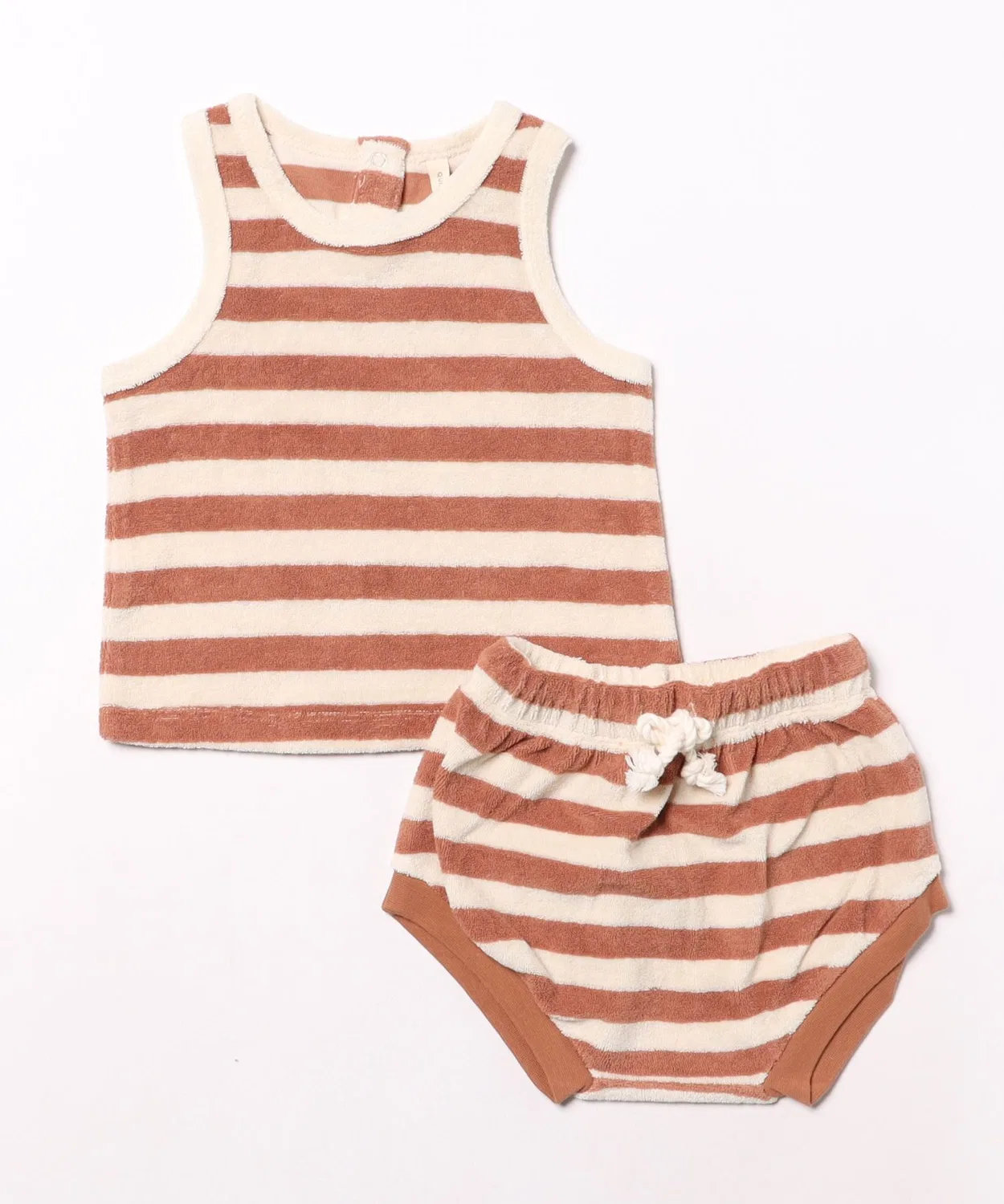 Детский комплект из майки и шорт с полосатым принтом Amber-Stripe Quincy Mae, White/Brown