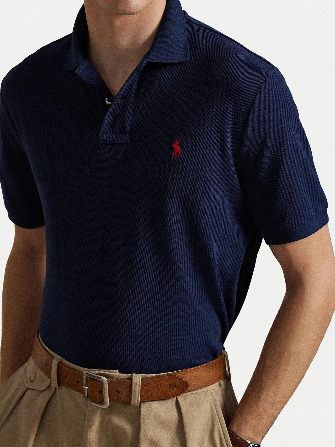 Мужское поло классического кроя Polo Ralph Lauren, темно-синий — фото 4