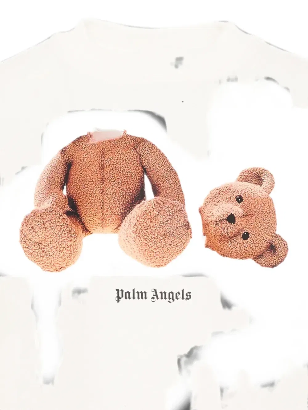 Футболка с принтом логотипа с мотивом медведя Palm Angels Kids, белый — фото 3