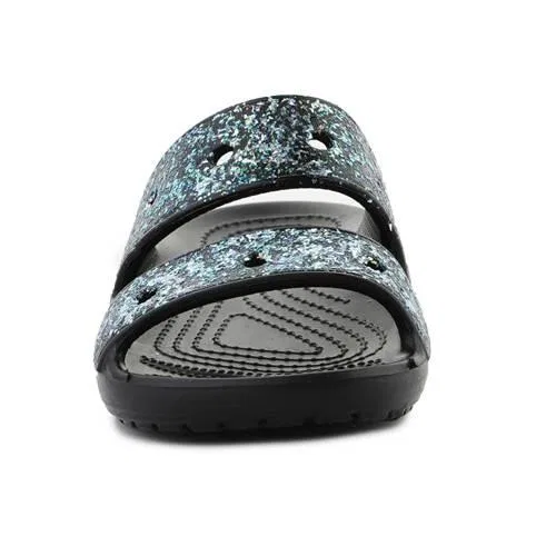 Детские шлепанцы с блестками Classic Glitter Sandal Kids Crocs, Schwarz — фото 2
