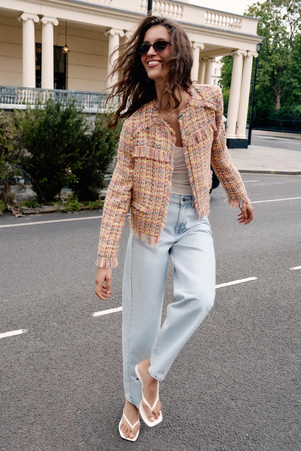 Текстурированный пиджак с бахромой ZARA, Multicoloured