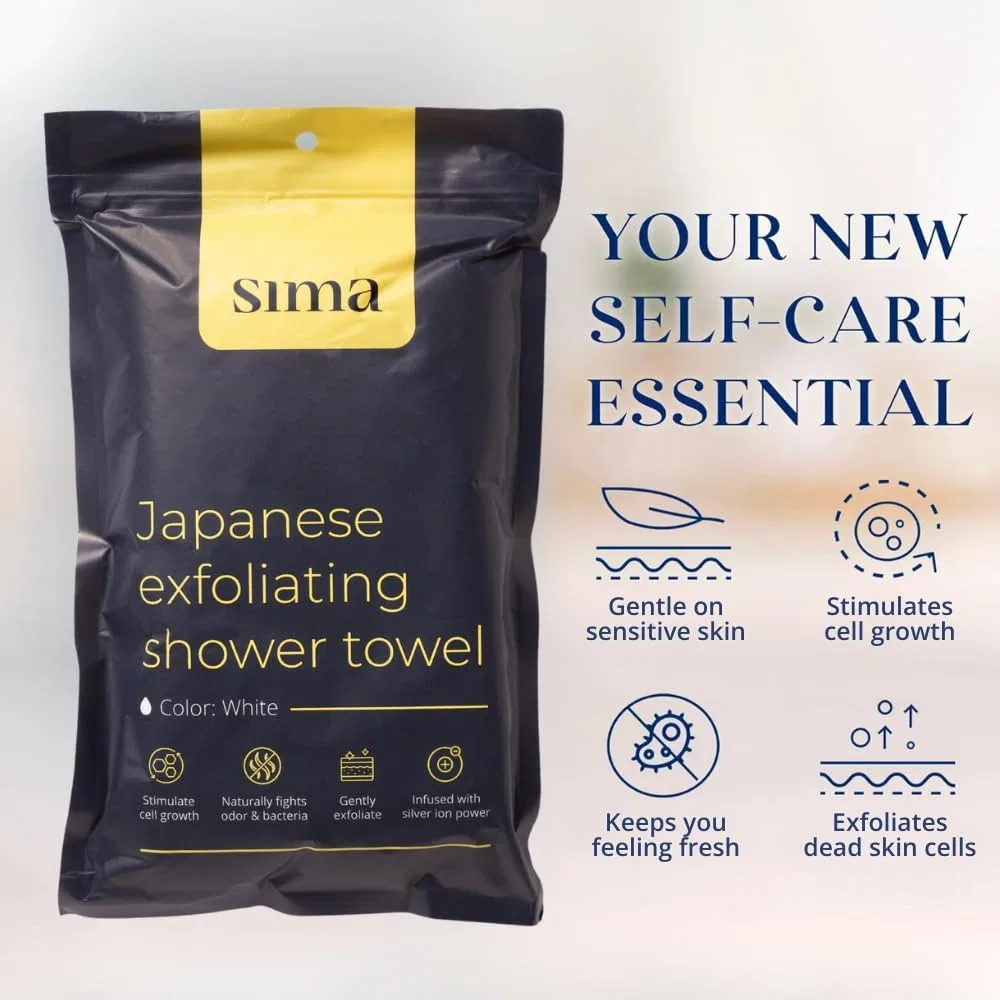 Эксфолиирующее полотенце для тела и лица, Sima Brand, 1 шт., Белый — фото 2