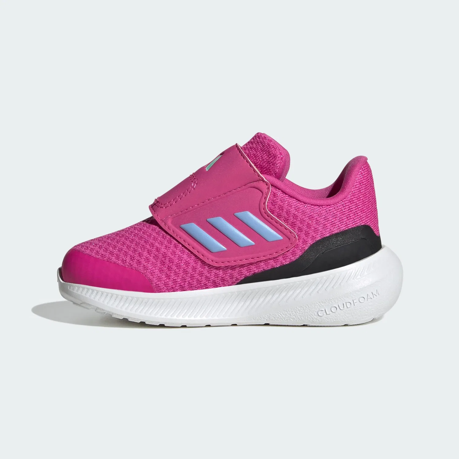 Детские кроссовки для мальчиков с липучкой Run Falcon 3.0 Adidas, Fuchsia Blue Sunrise Black — фото 2