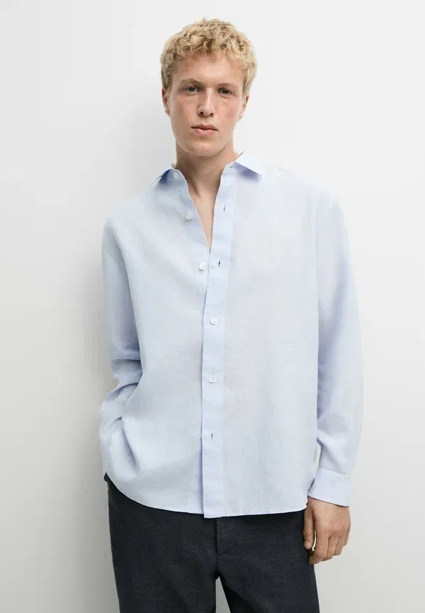 Рубашка льняная Shirt Massimo Dutti, light blue, светло-голубой