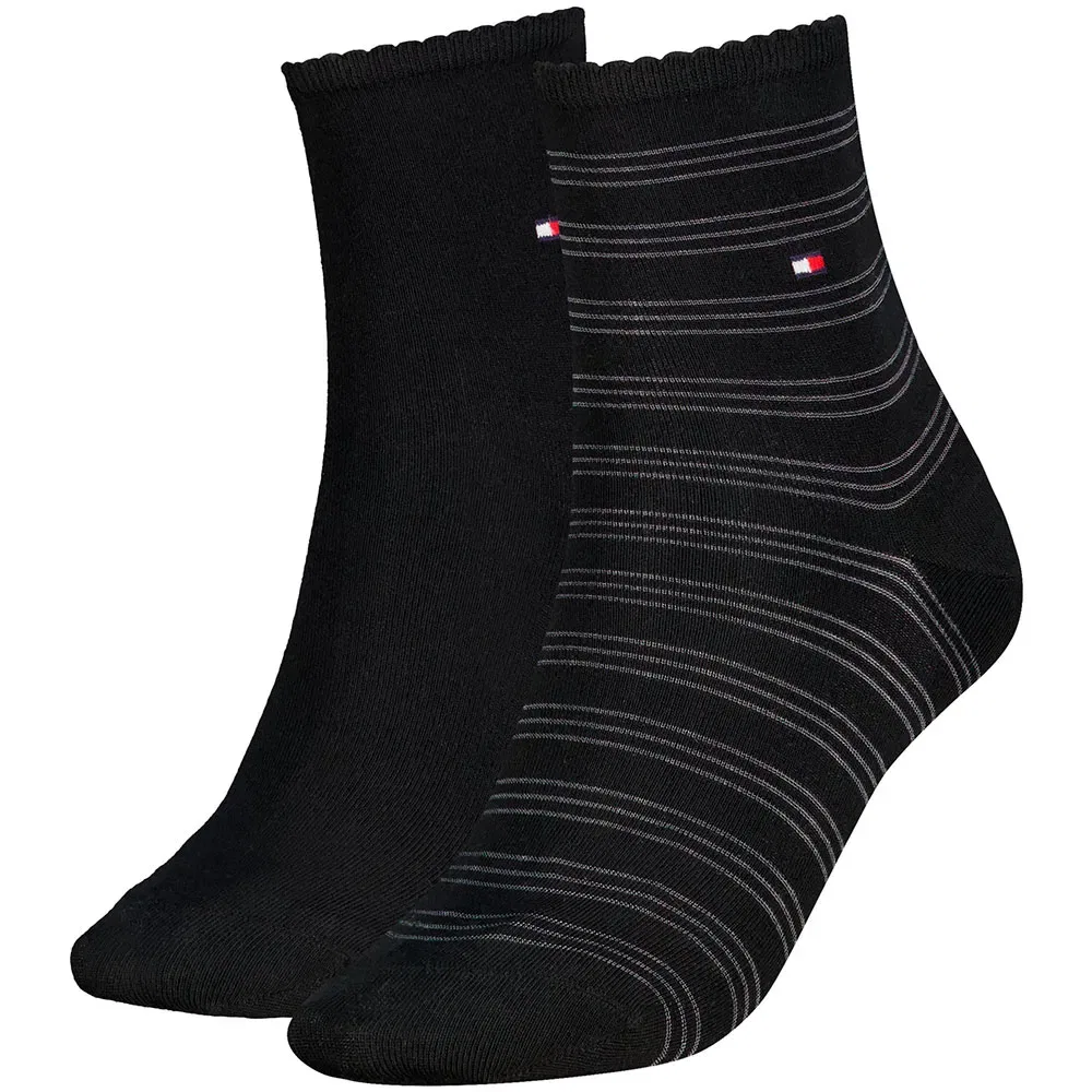 Женские короткие носки с фестончатым краем Tommy hilfiger, Black