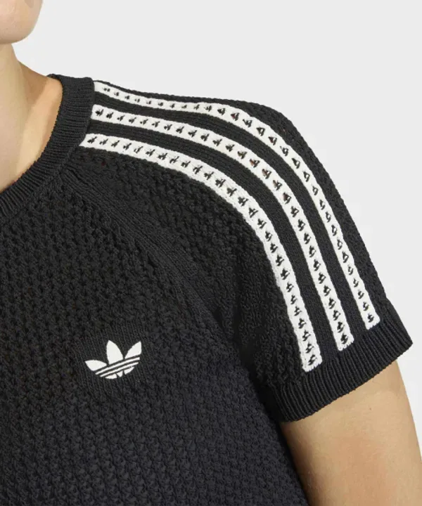 Вязаная кроп-футболка, Adidas, черный — фото 4