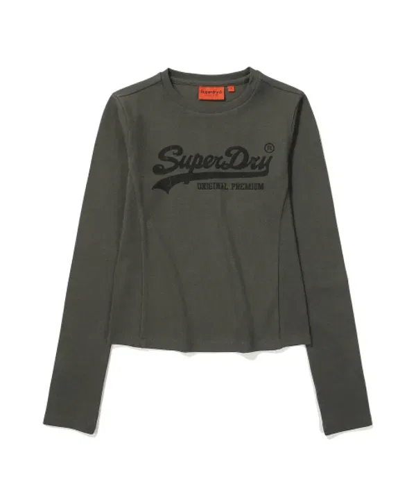 Футболка с длинным рукавом с логотипом Superdry, темно-серый