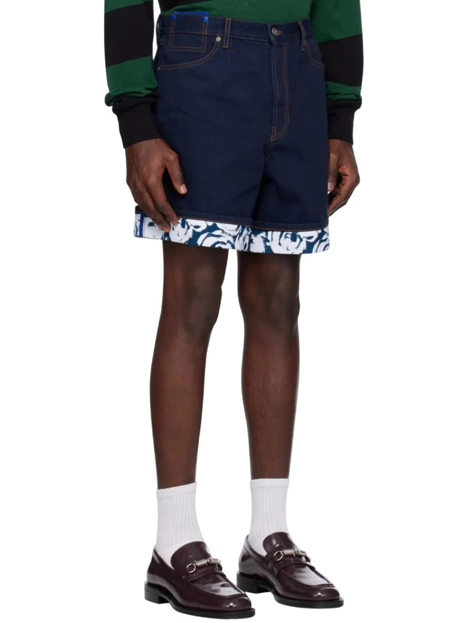 Шорты джинсовые с флокированным принтом Indigo Flocked Denim Shorts Burberry, Indigo Blue — фото 2