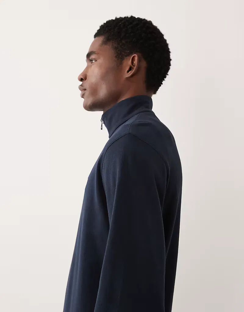 Толстовка Polo Ralph Lauren с логотипом Icon, двойной трикотажной застежкой-молнией на четверть длины, темно-синий — фото 4