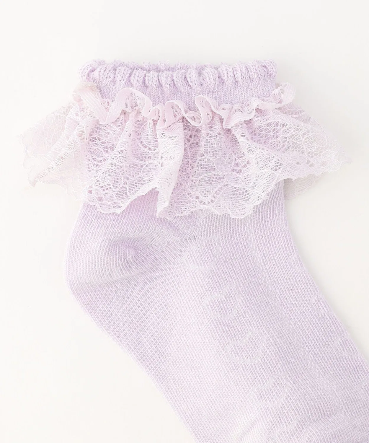 Детские носки с кружевом и принтом в виде сердечек ANY, Lilac — фото 2
