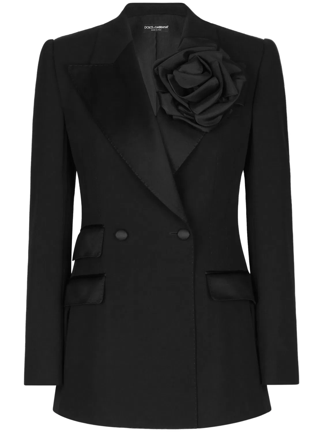 Dolce & Gabbana Блейзер с цветочной аппликацией, черный