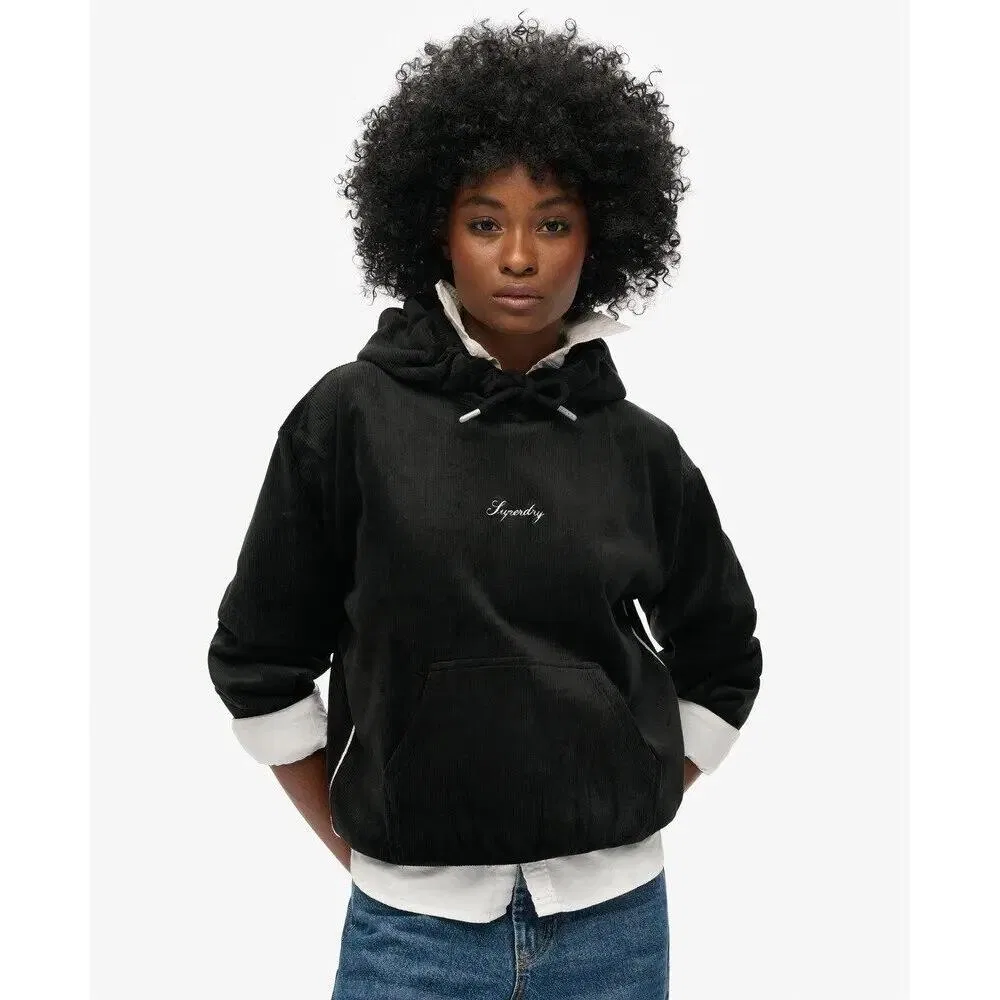 Женское худи из велюра Country Club Superdry, Schwarz — фото 2