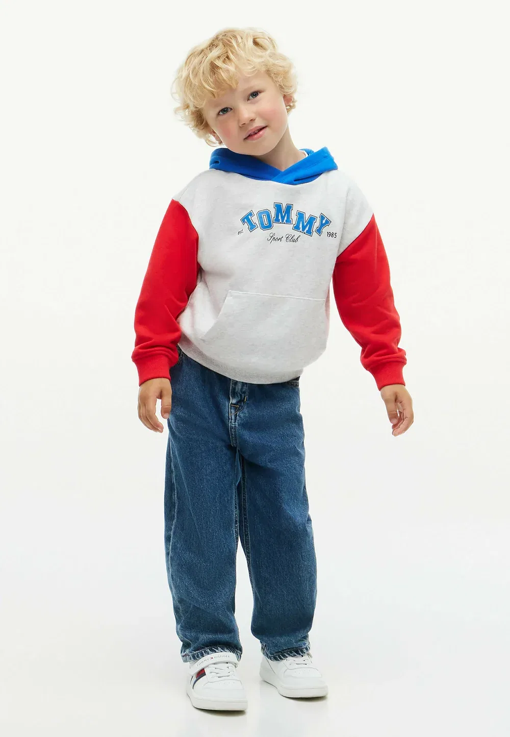 Худи из махровой ткани с цветными блоками и логотипом Tommy Hilfiger, Grey Orange
