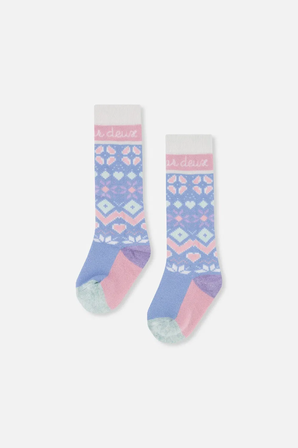 Детские носки для горнолыжного спорта с нордическим узором Ski Socks Light Blue Deux par Deux, Light Blue