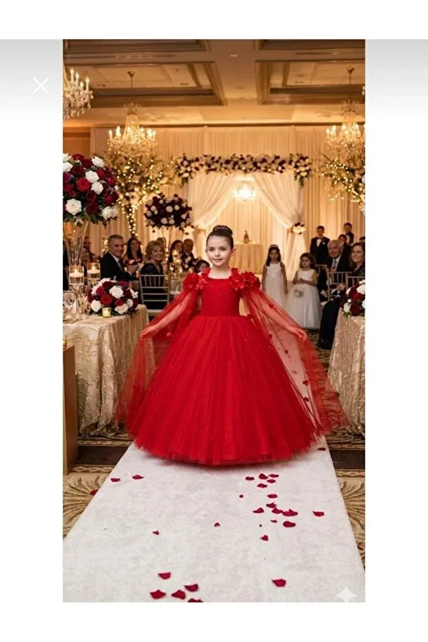 Детское платье для девочек с длинным рукавом Zeybaby, Red