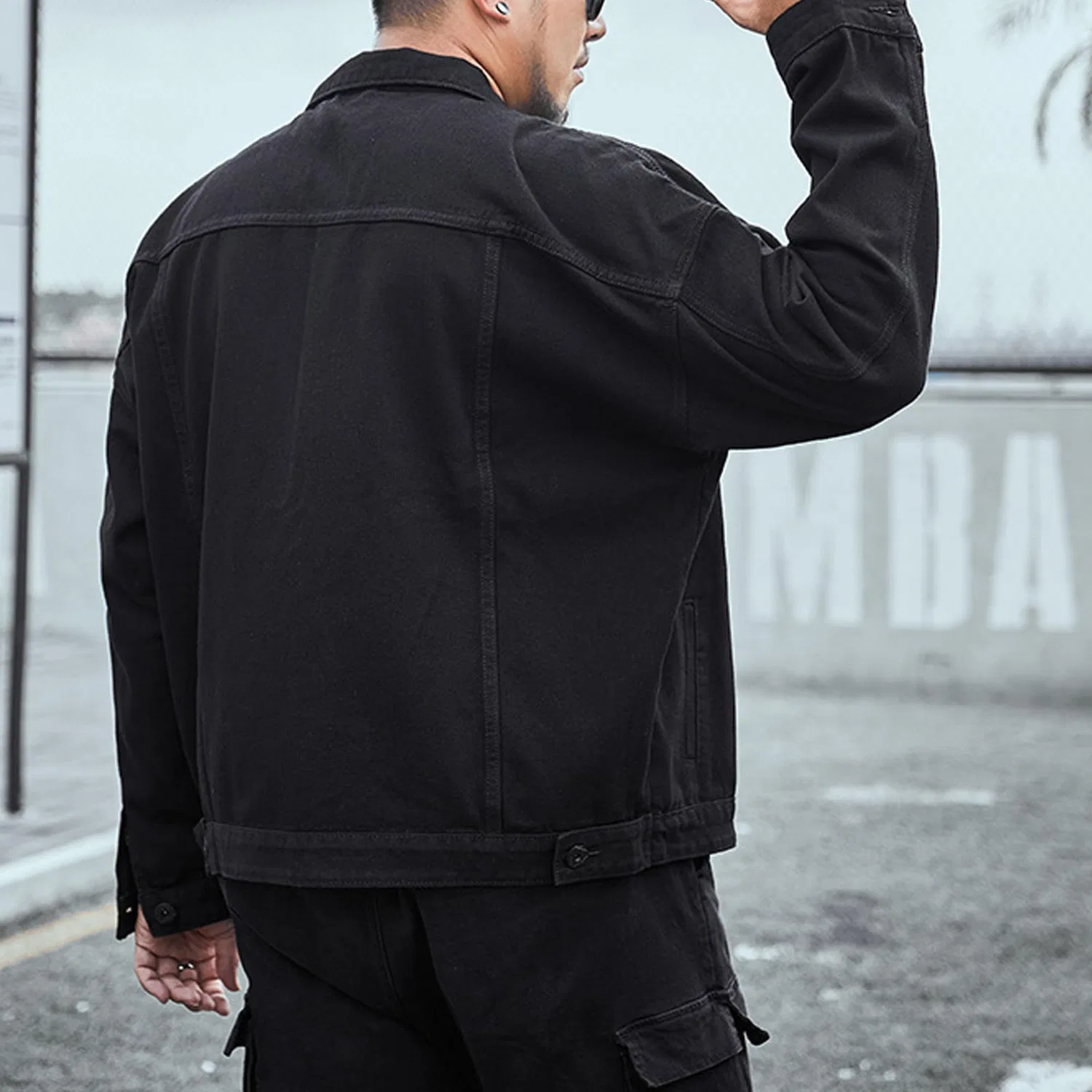 Мужская джинсовая куртка в стиле worn trucker, Black — фото 3