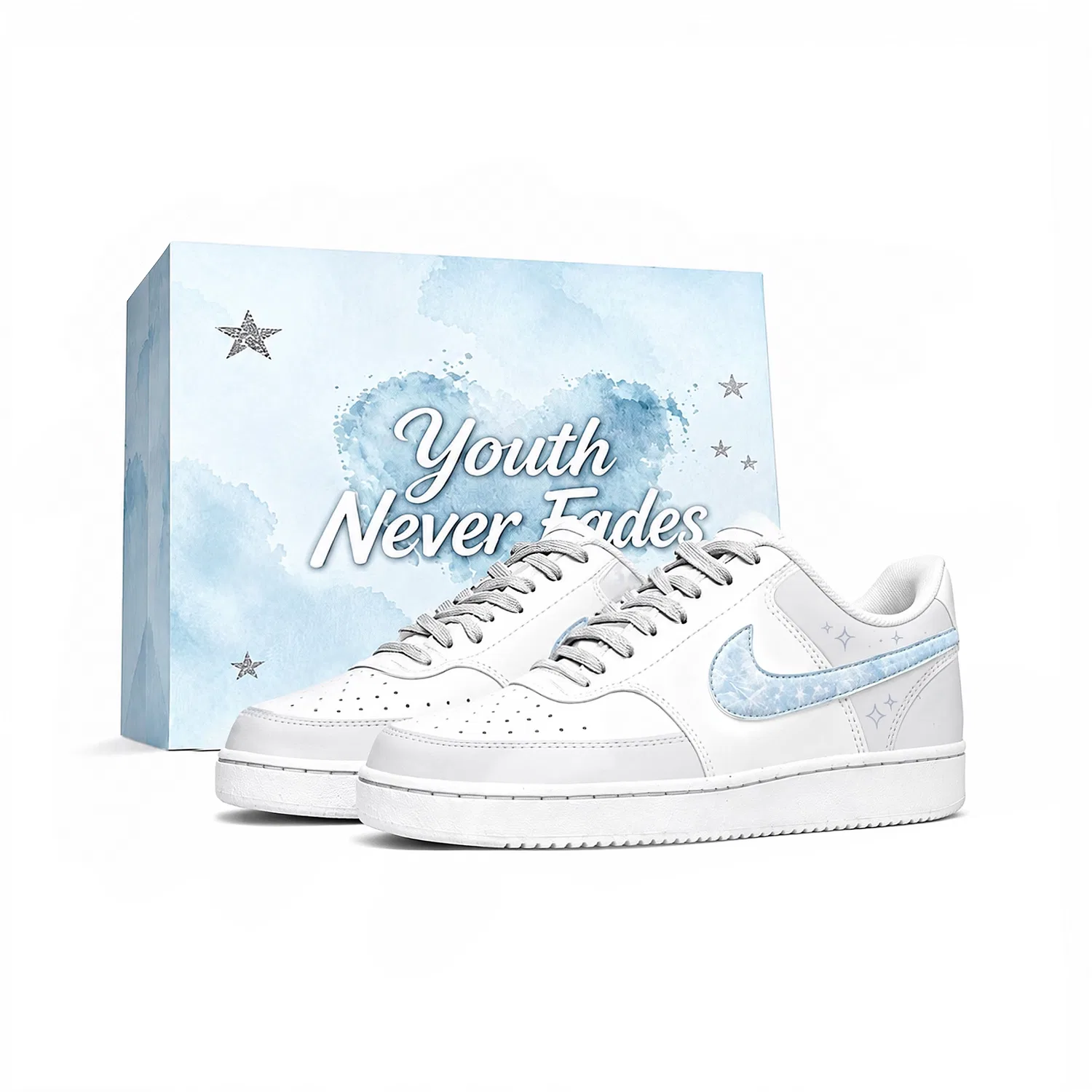 Детские скейтборд-кроссовки с принтом Court Vision Low Nike, Gray Blue