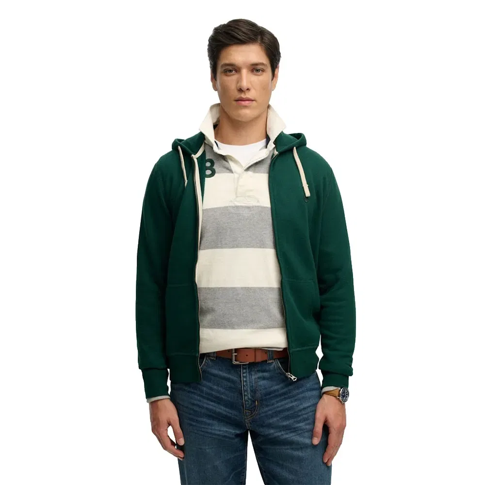 Худи на молнии Monogram Emb Superdry, зеленый