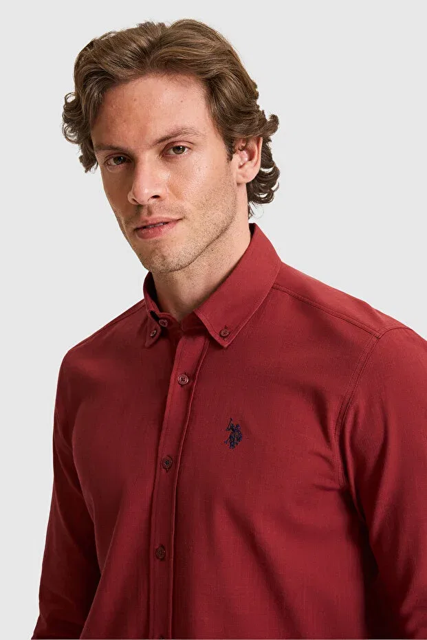 Мужская рубашка с длинным рукавом U.S. Polo Assn., Cherry — фото 2