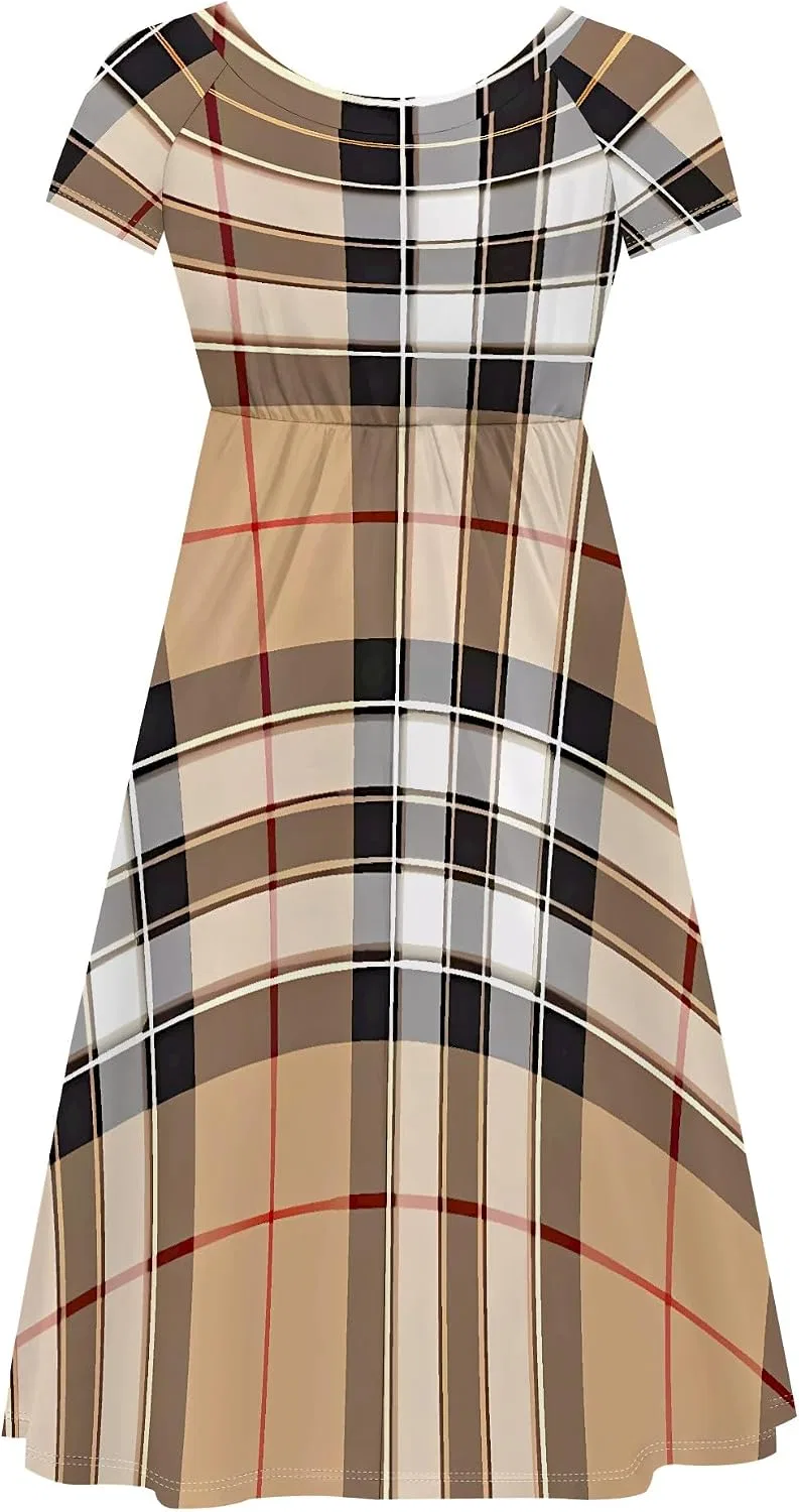 Женское платье-футболка свободного кроя с коротким рукавом, модель Summer Dress, светло-коричневый — фото 4
