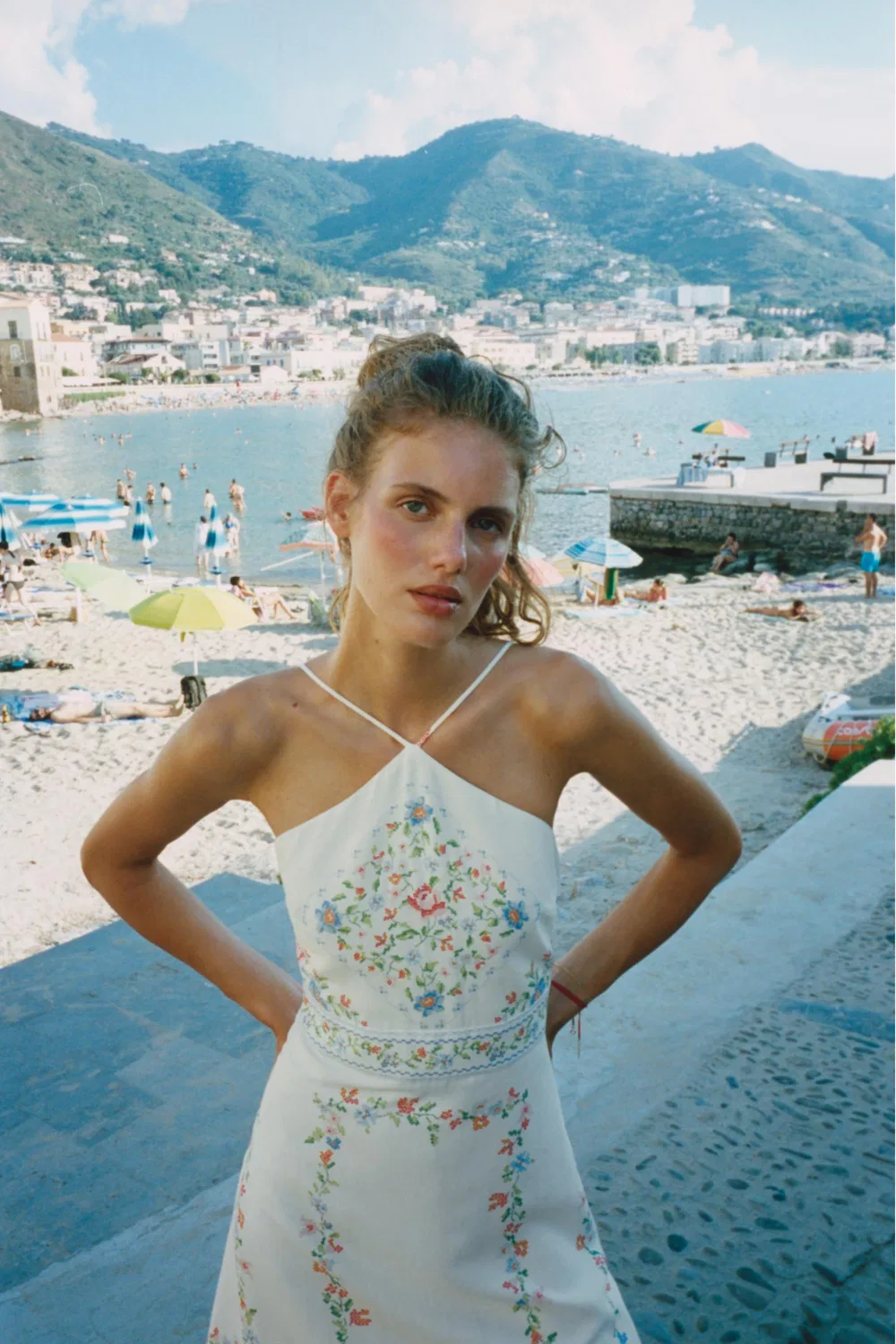 Платье миди из льняной смеси с принтом ZARA, Multicoloured — фото 2