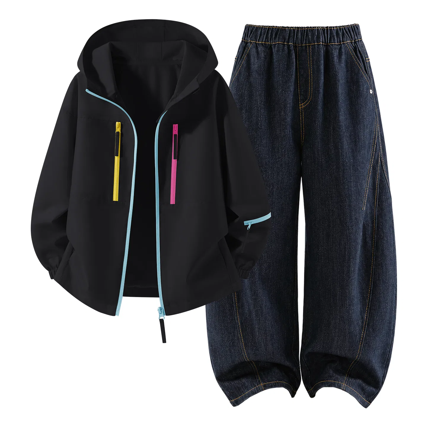 Детский спортивный костюм с капюшоном, ветрозащитный Disney, Pure Ink Black/Denim Black Blue