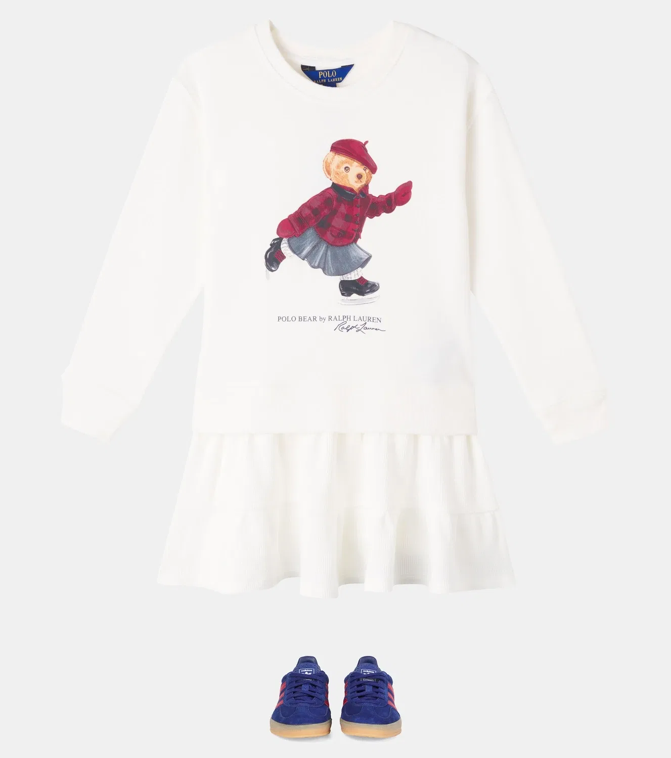 Нарядное платье хлопковое Polo Bear Polo Ralph Lauren Kids, белый — фото 2
