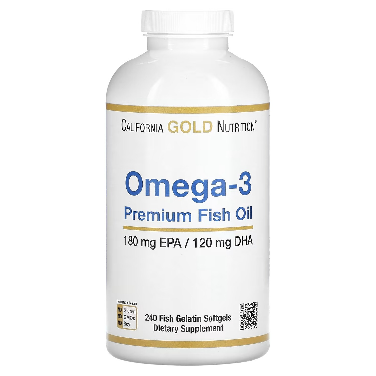 

Омега-3 Премиального Качества California Gold Nutrition, 240 капсул