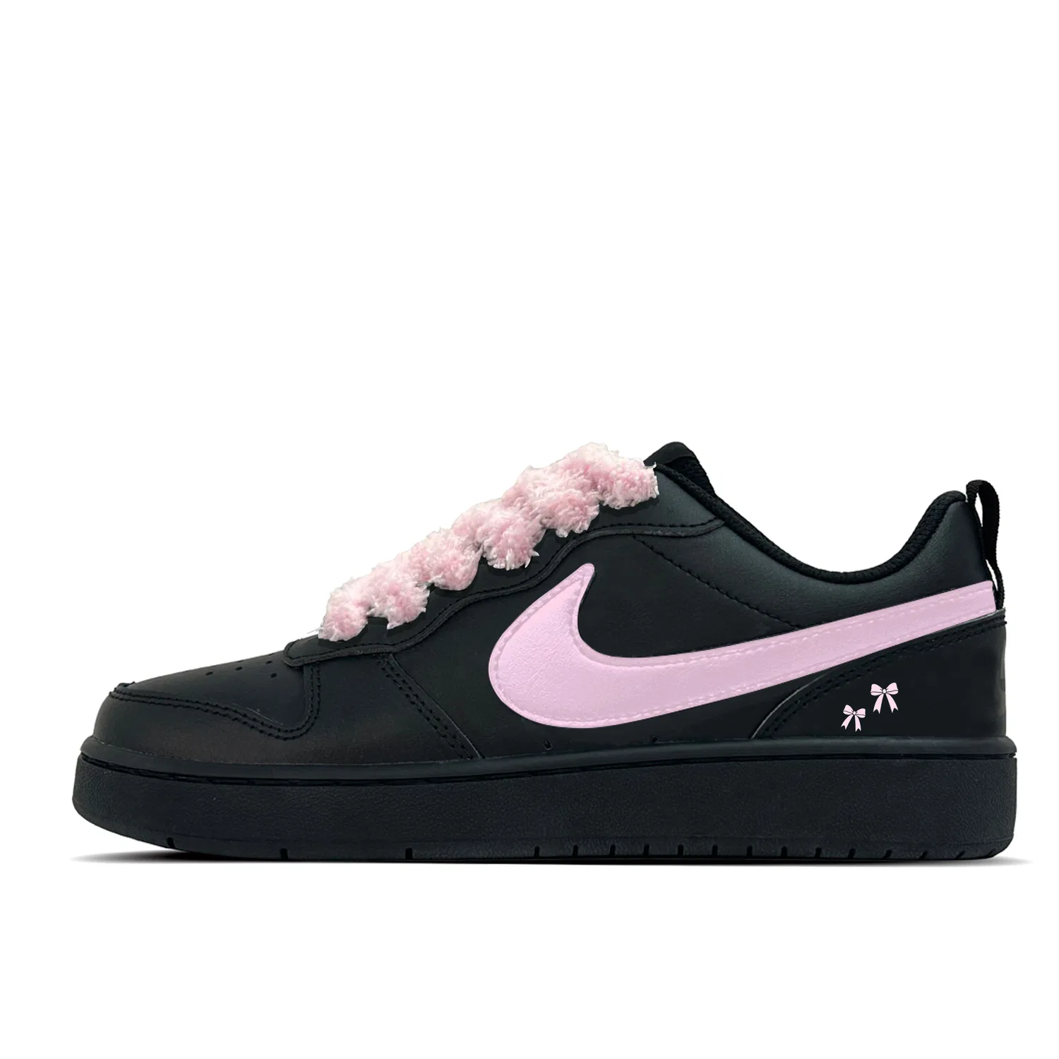 Детские кеды Nike Court Borough с розовыми шнурками, Black