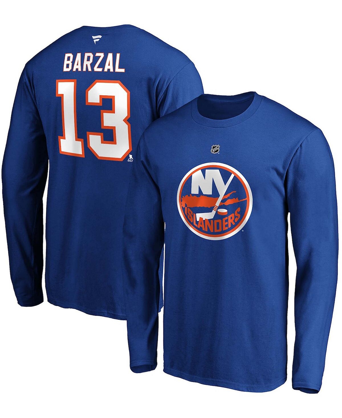 

Мужская футболка с длинным рукавом mathew barzal royal new york islanders authentic stack name and number Fanatics