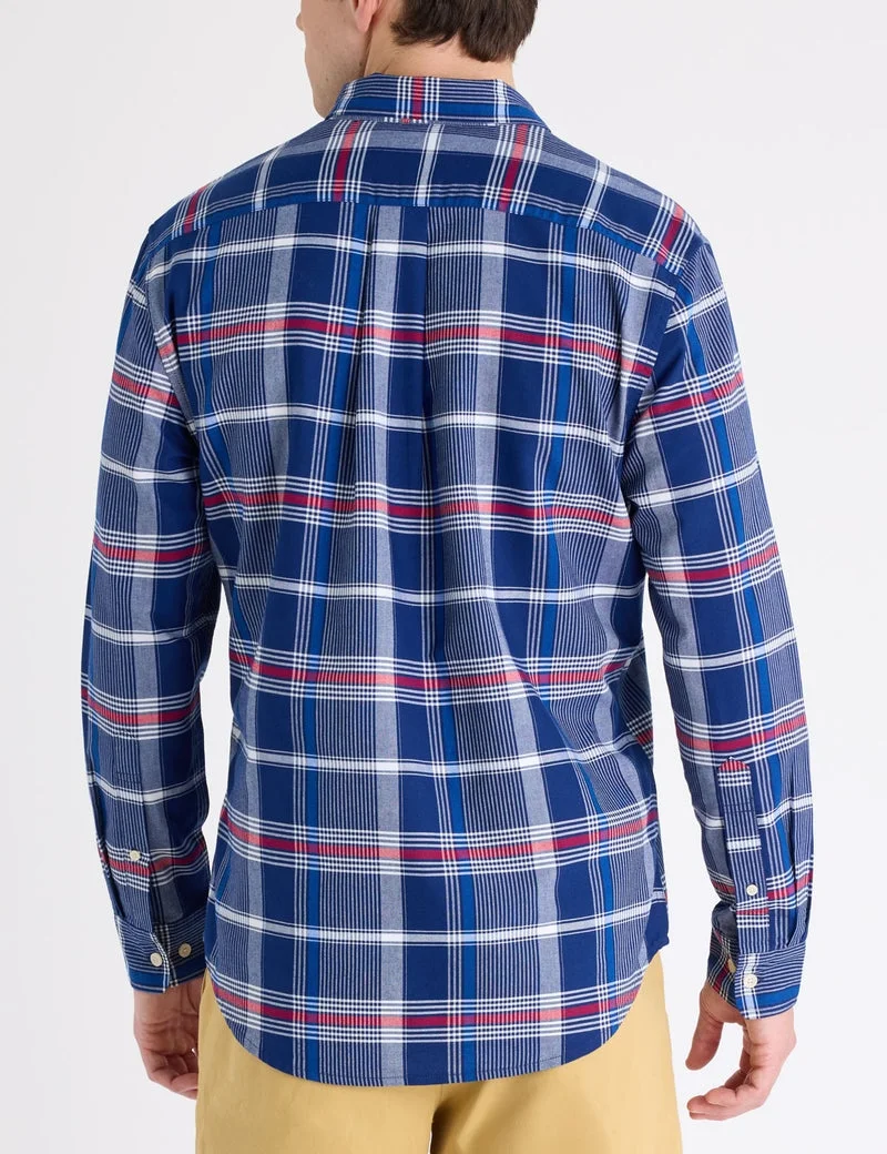 Мужская рубашка U.S. Polo Assn. Long Sleeve Plaid Oxford, темно-синий/красный/белый — фото 2