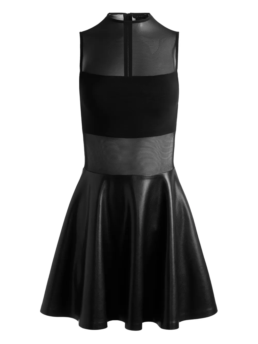 

Расклешенное платье мини Chara с сетчатыми вставками Alice + Olivia, черный