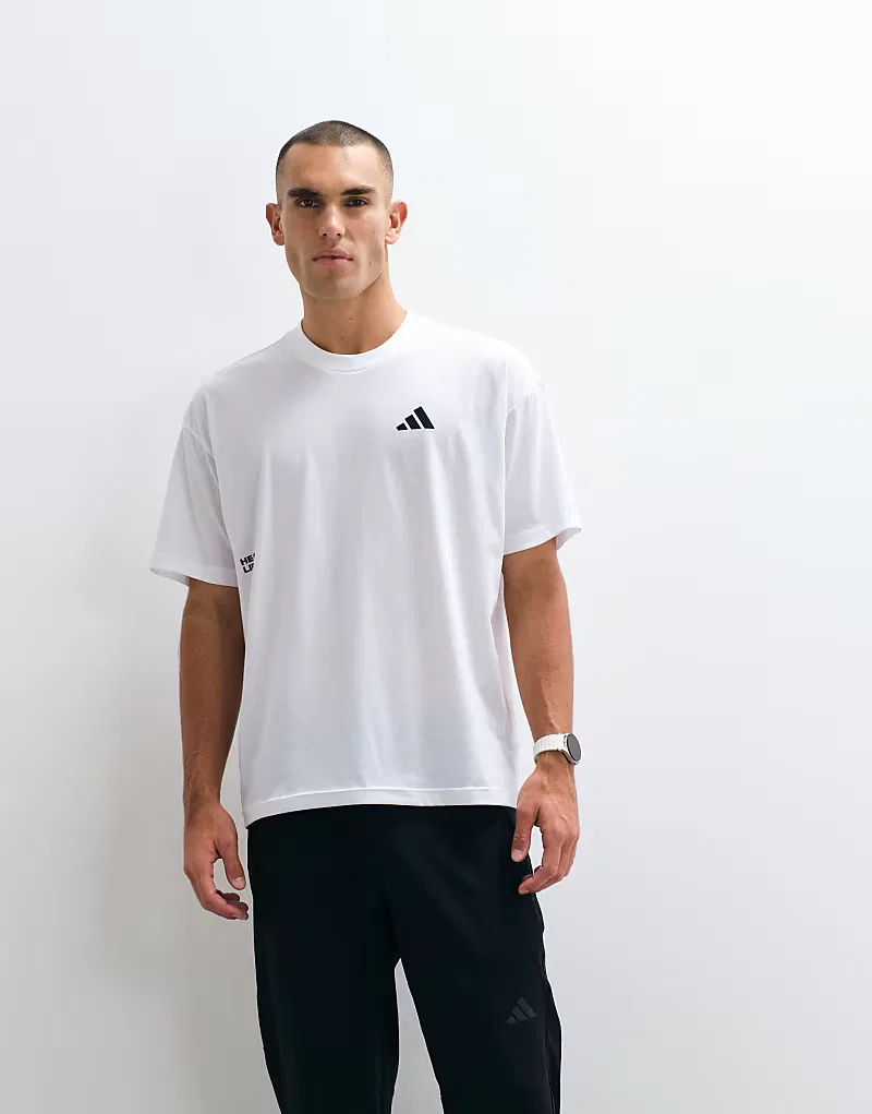 Тренировочная футболка Adidas с принтом на спине, белый — фото 2