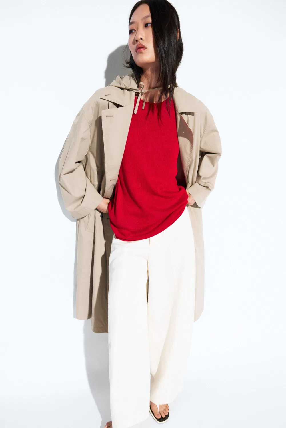Топ Massimo Dutti, женский, с тонкой вязкой и завязками на шее, красный — фото 2