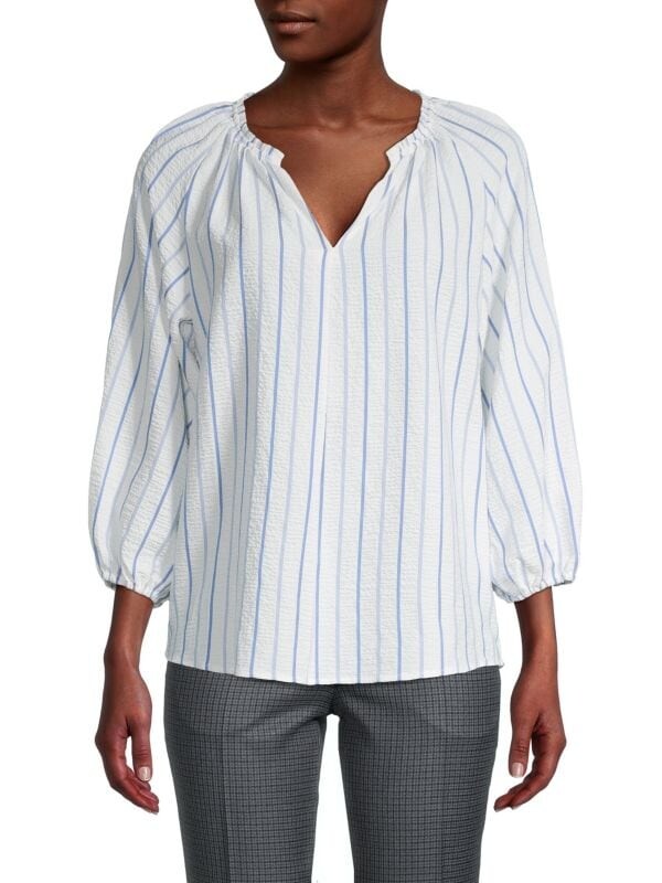 

Топ в Крестьянскую Клетку Calvin Klein в вертикальную полоску, soft white
