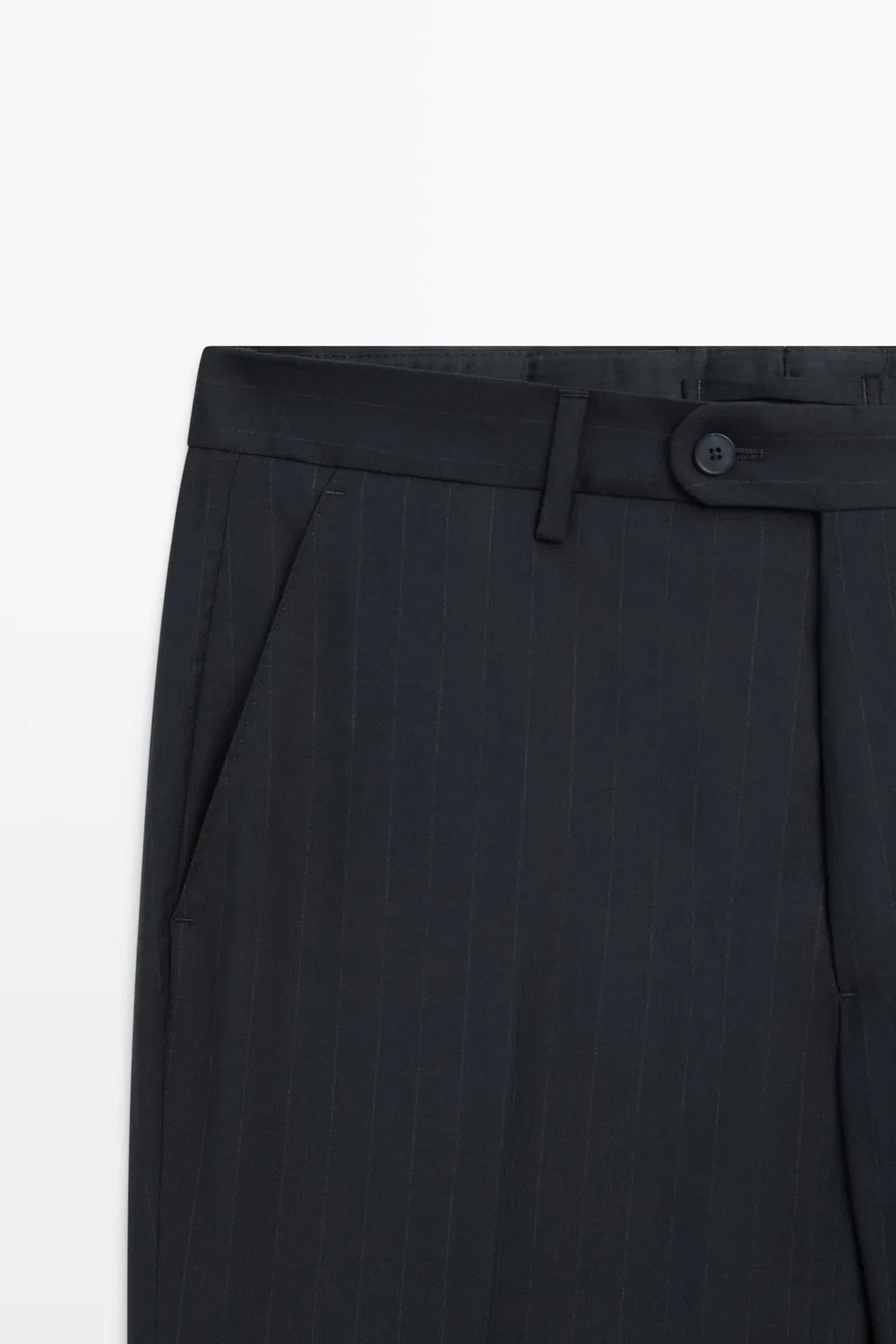 Брюки Massimo Dutti, полосатые костюмные брюки из шерсти, темно-синий — фото 4